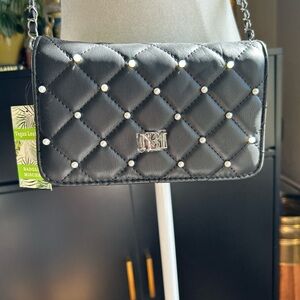 NWT Badgley Mischka Black Quilted Bag with Chain Strap